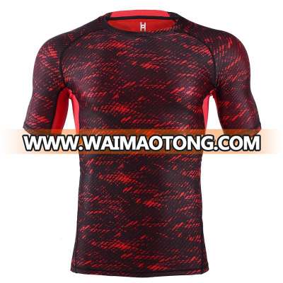 Hot Sale Men Training PRO Seamed Sports Fitness Running Braethable Short Sleeves Gym Stretcy Customized Compression T-Shirt