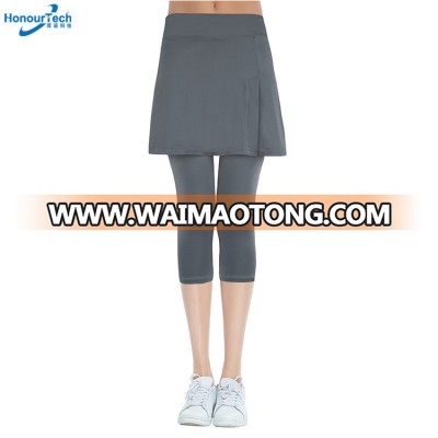 Gym Workouts Tennis Playing Fitness Womens Slit Cut Capri Skirt